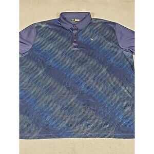 Callaway Opti Dri Mens 2XL Polo Shirt Blue Geometeic Stripes Performance Golf